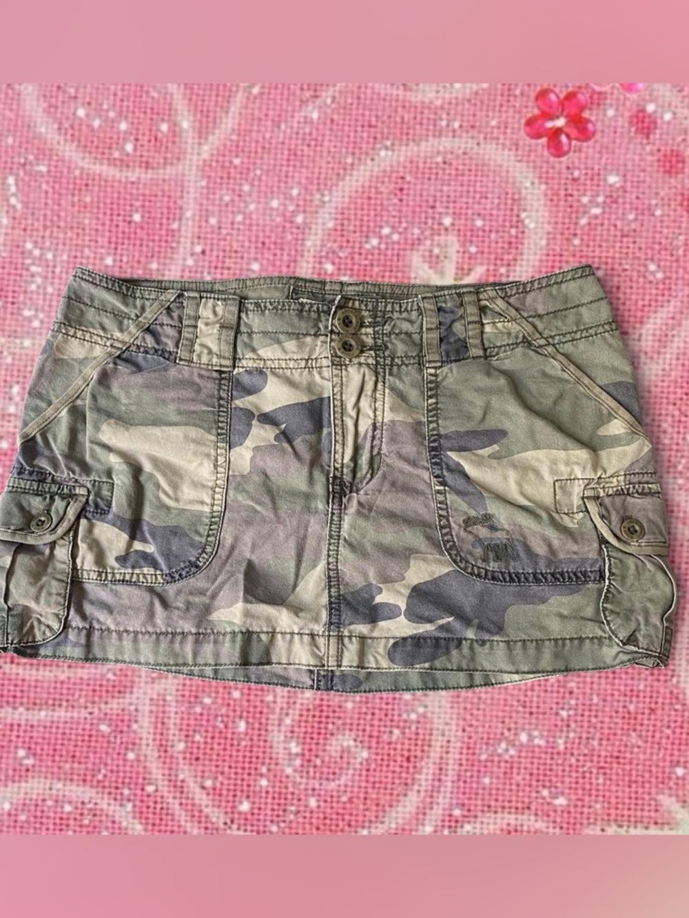 2002 y2k Camo Cargo Mini Skirt - Green Multi Abercrombie and fitch